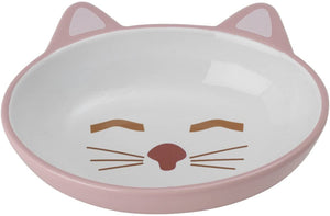 PetRageous Designs Sleepy Kitty Oval Cat Dish, Pink, 5.5-in