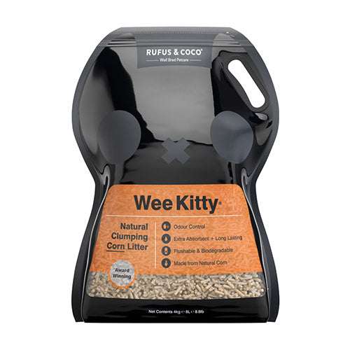 Rufus & Coco Wee Kitty Litière agglomérante pour chat au maïs