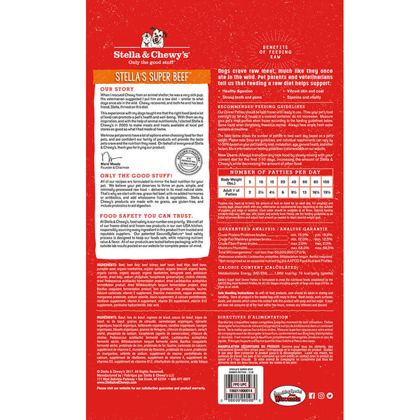 Stella & Chewy's SuperBlends Recette Boeuf élevé à l'herbe Mélangeurs de repas Sans céréales Nourriture lyophilisée pour chiens