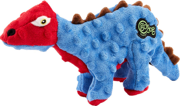 GoDog Dinos Chew Guard Spike Dog Toy, Blue