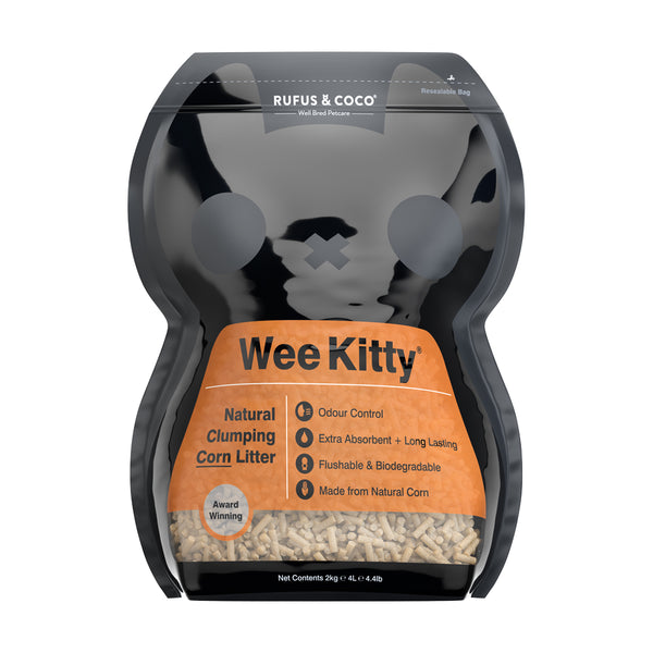 Rufus & Coco Wee Kitty Litière agglomérante pour chat au maïs