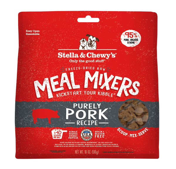 Stella & Chewy's Meal Mixers enrobage pour nourriture sèche déshydratée, 100 % porc