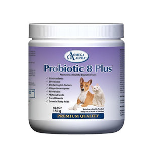 Omega Alpha Probiotic 8 Plus Premium Quality Dog & Cat Supplement